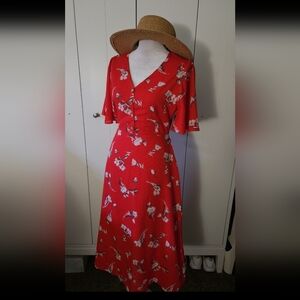 Floral Red Dress
